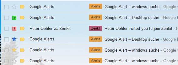 In Gmail stehen verschiedenfarbige Sterne oder Symbole zur Markierung von Nachrichten zur Verfügung