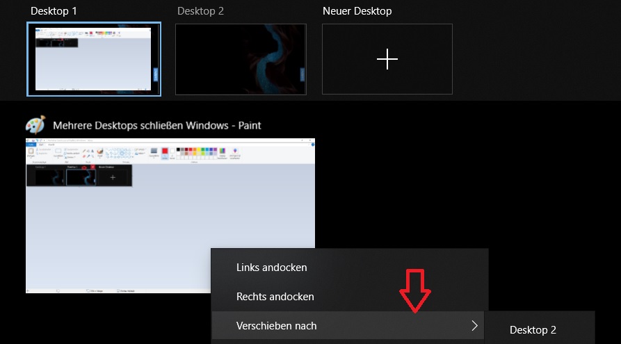Fenster bei mehreren Desktops verschieben Windows